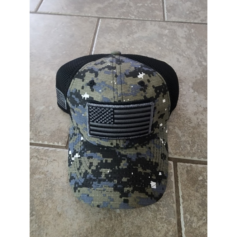 Pit Bull Digital Camo American Flag Trucker Hat Mens Tactical Mesh Back Cap NWOT